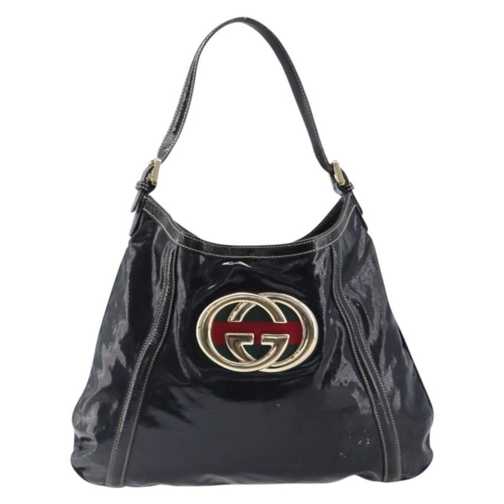 Gucci Britt Web Hobo Dialux Coated Canvas Black Canvas Shoulder Bag Bag